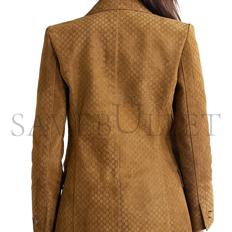 GUCCI DOUBLE-BREASTED SUEDE BLAZER WITH HORSEBIT DETAIL 815833